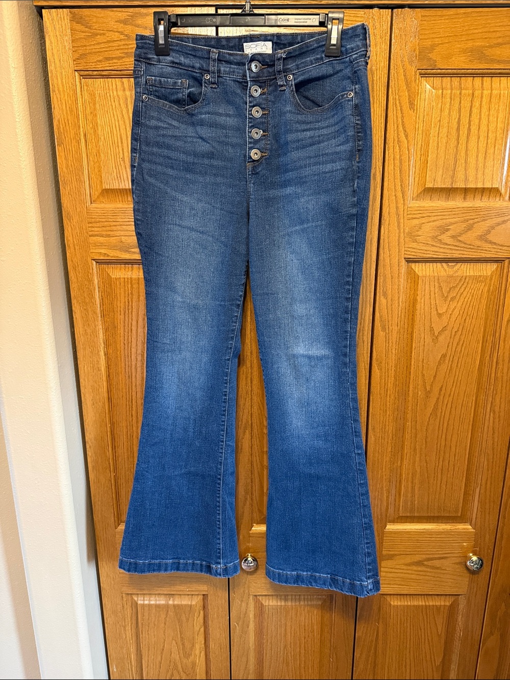 sofia by sofia vergara Dark Blue Flare Button-Fly Jeans-Size 10 Short. - Picture 1 of 9